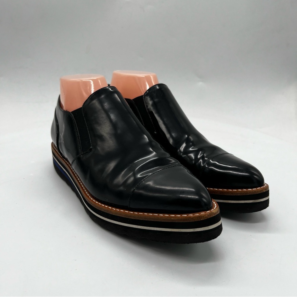 Vince Alona Patent Leather Oxford Platform Black Shoes Size 8.5
